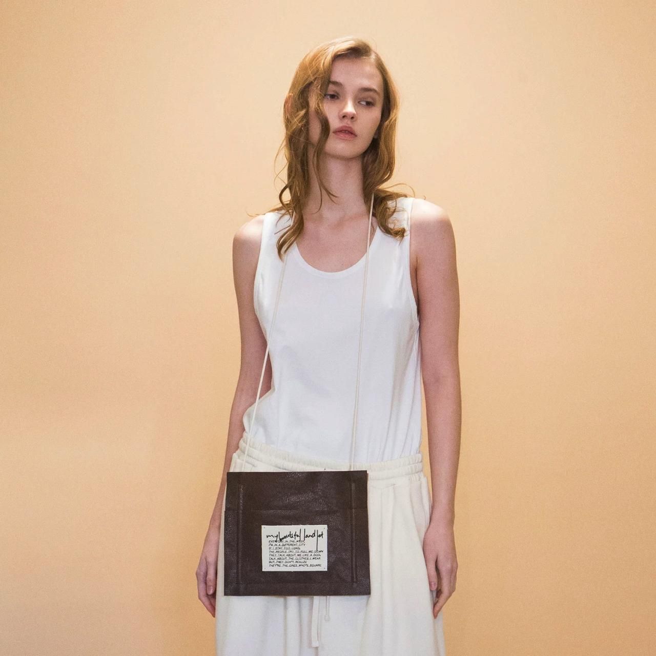 My Beautiful Landlet 刺繍パッチレザーショルダーバッグ Choco