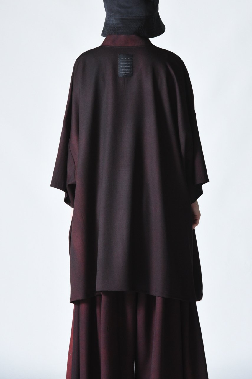 BISHOOL Urban Wool Gabardine KIMONO Top black × wine - BISHOOL