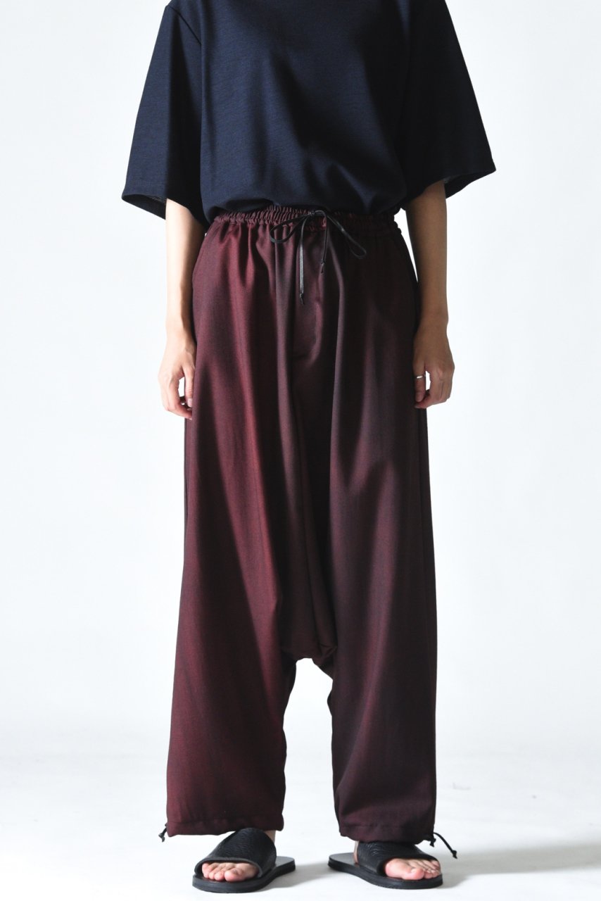 BISHOOL Urban Wool Gabardine Sarrouel Balloon Pants black × wine