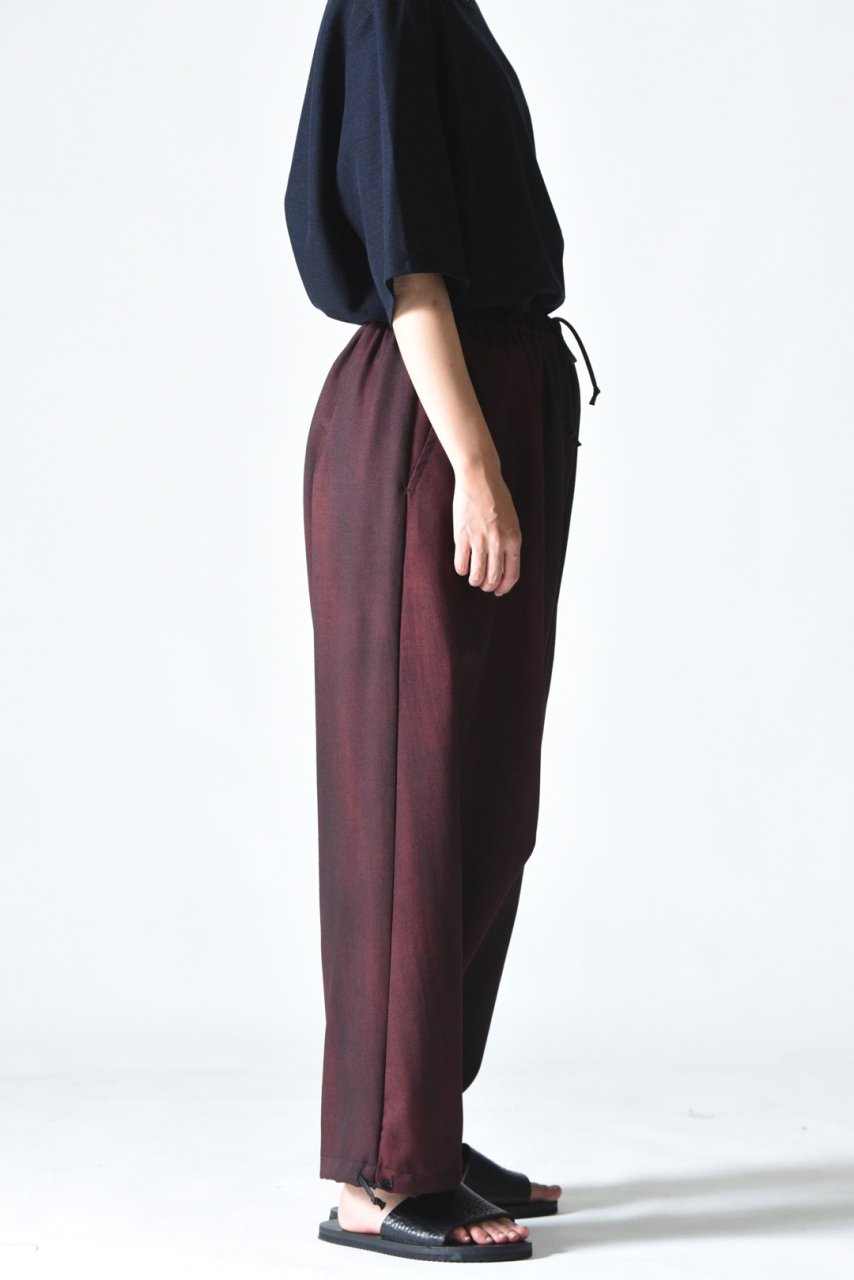 BISHOOL Urban Wool Gabardine Sarrouel Balloon Pants black × wine