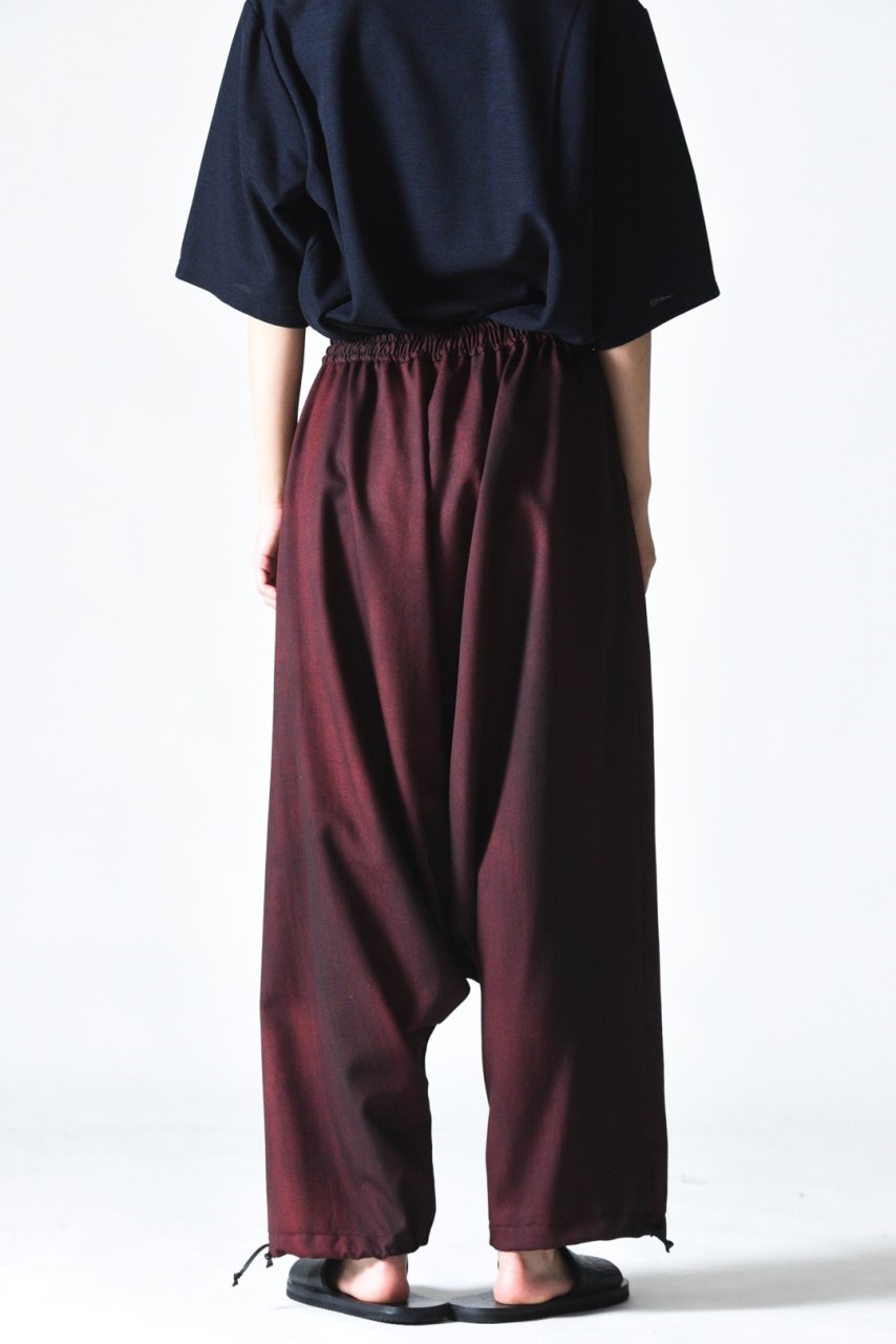 BISHOOL Urban Wool Gabardine Sarrouel Balloon Pants black × wine