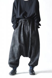 BISHOOL Linen Denim Sarrouel Balloon Pants black