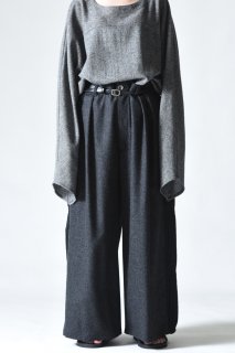 NEPHOLOGIST Pleats Line Wool Flannel Wide Slacks mix black
