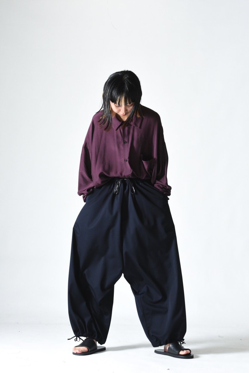 BISHOOL Wool Gabardine Easy Goto-Gi Pants navy - BISHOOL,Edwina