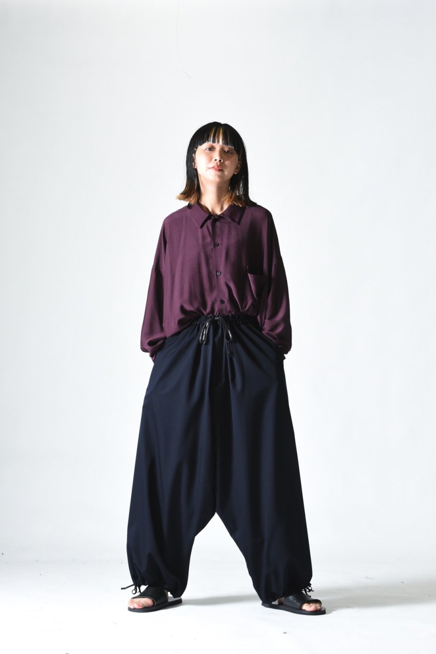 BISHOOL Wool Gabardine Easy Goto-Gi Pants navy - BISHOOL,Edwina