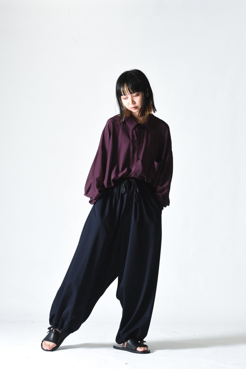 BISHOOL Wool Gabardine Easy Goto-Gi Pants navy - BISHOOL,Edwina