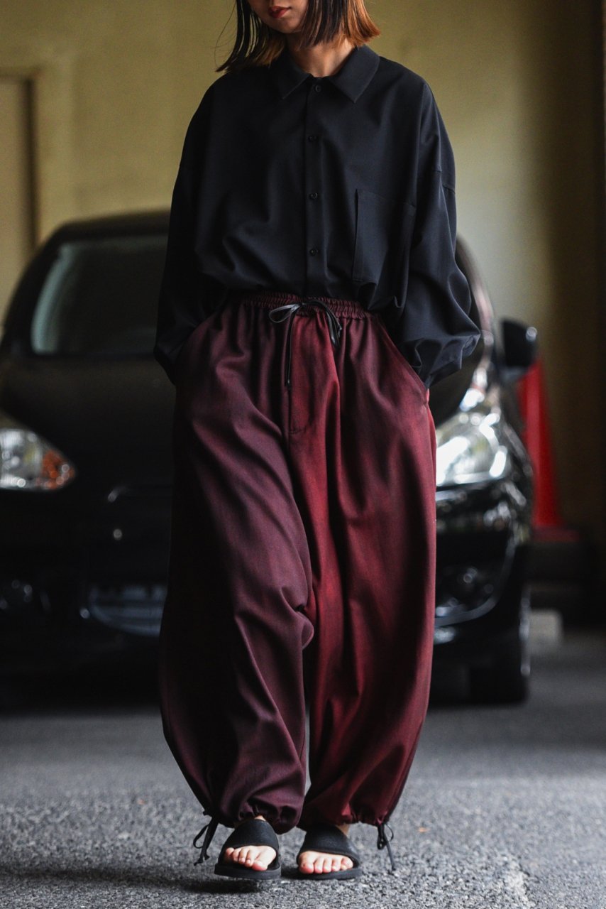 BISHOOL Urban Wool Gabardine Easy Goto-Gi Pants black × wine 