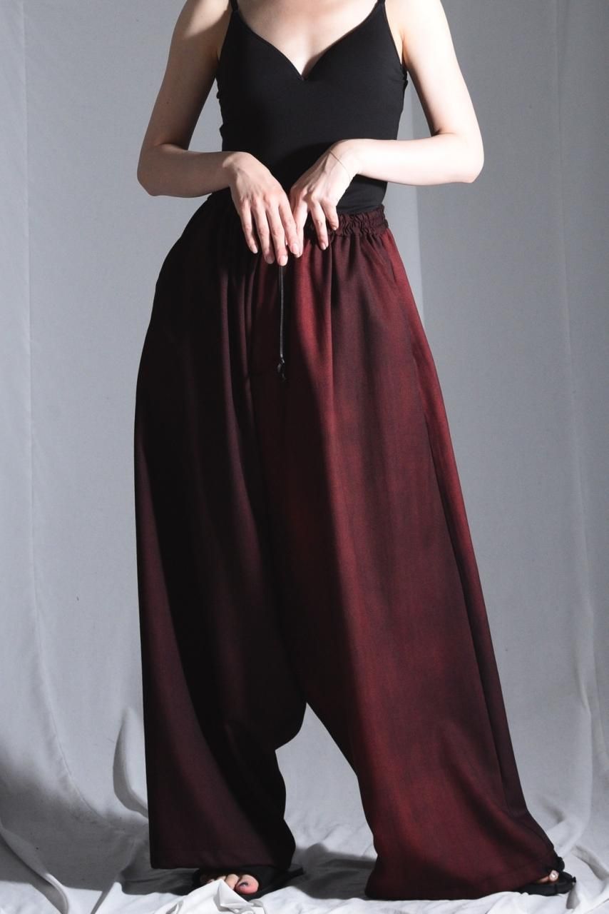 BISHOOL Urban Wool Gabardine Easy Goto-Gi Pants black × wine