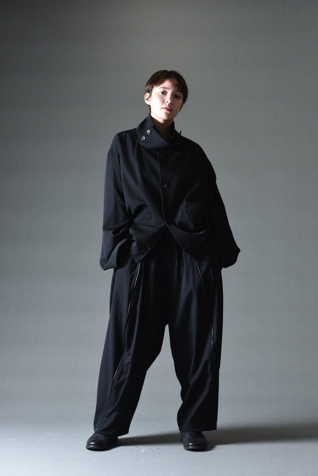 BISHOOL Wool Gabardine KIMONO Sleeve Stand Jacket - BISHOOL