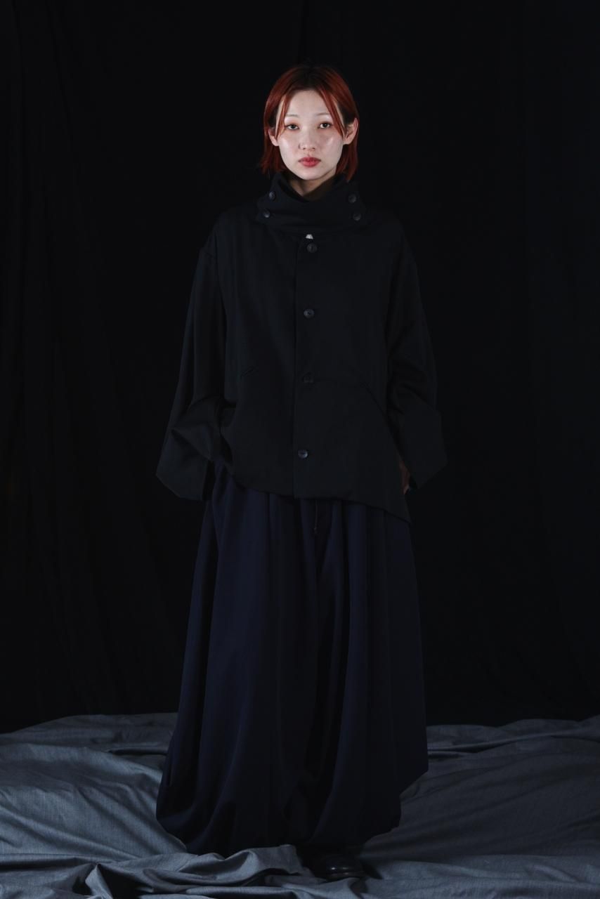 BISHOOL Wool Gabardine KIMONO Sleeve Stand Jacket - BISHOOL
