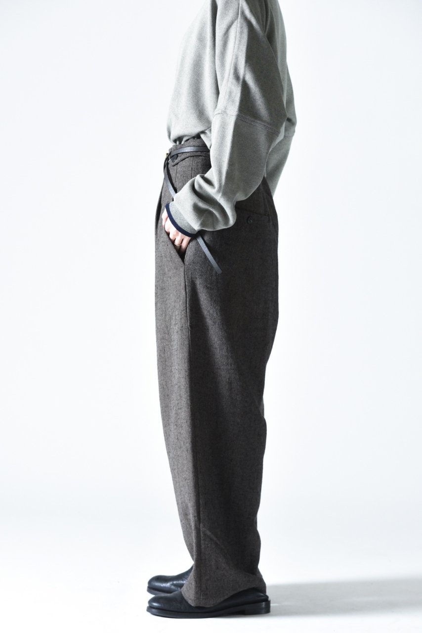 YANTOR Stone Nep 2 Tuck Wide Pants charcoal - BISHOOL,Edwina Horl