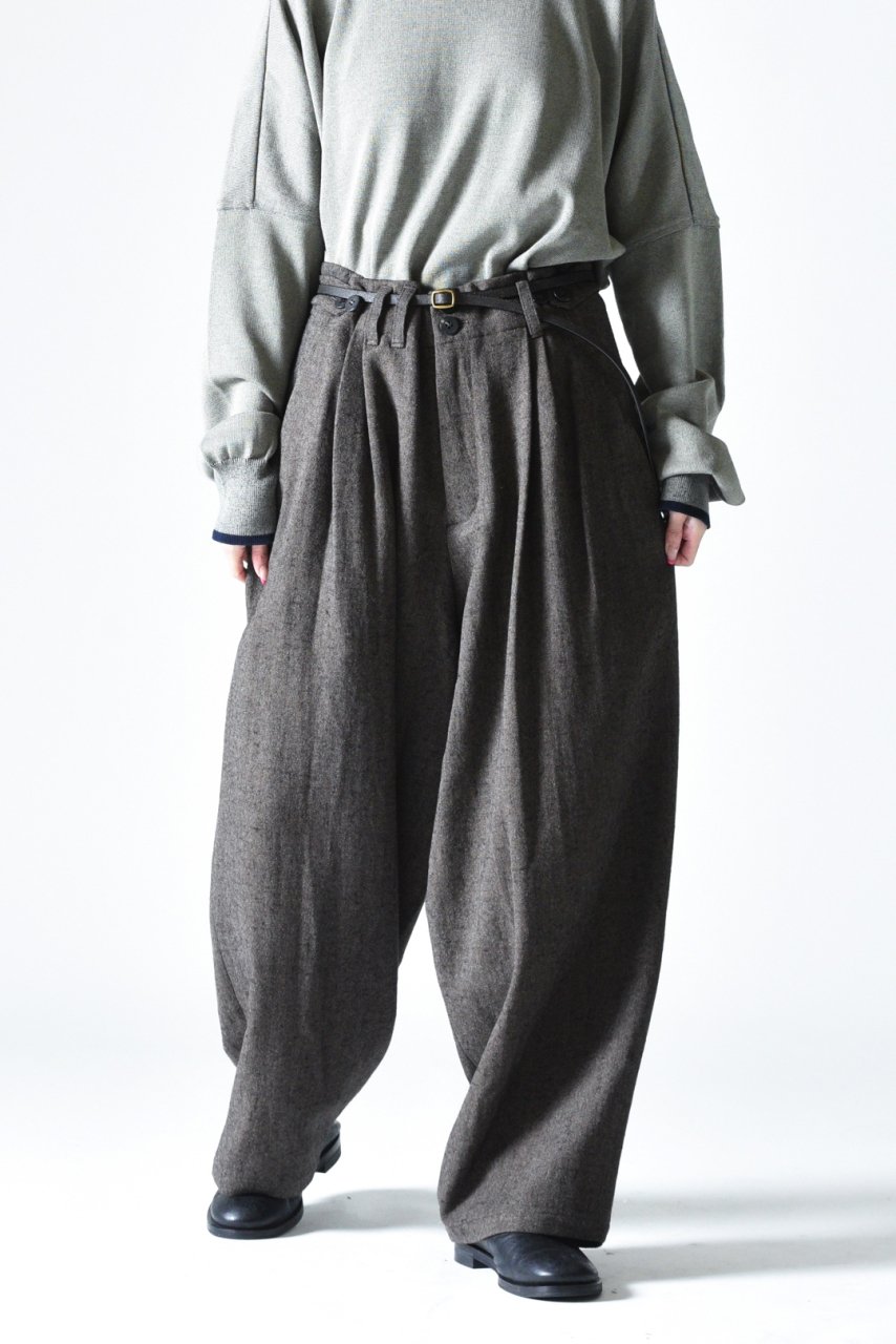 YANTOR Stone Nep 2 Tuck Wide Pants charcoal - BISHOOL,Edwina Horl