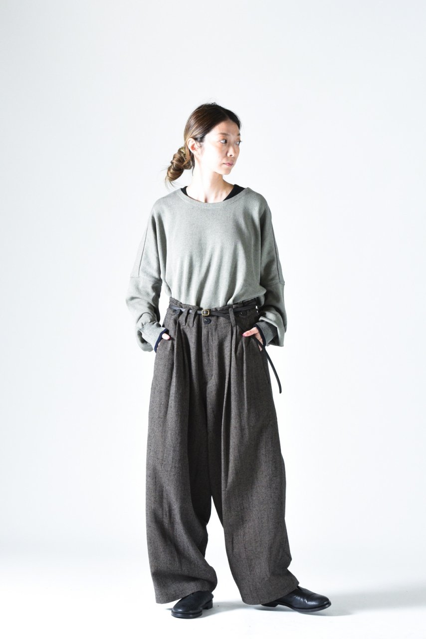 YANTOR Stone Nep 2 Tuck Wide Pants charcoal - BISHOOL,Edwina Horl