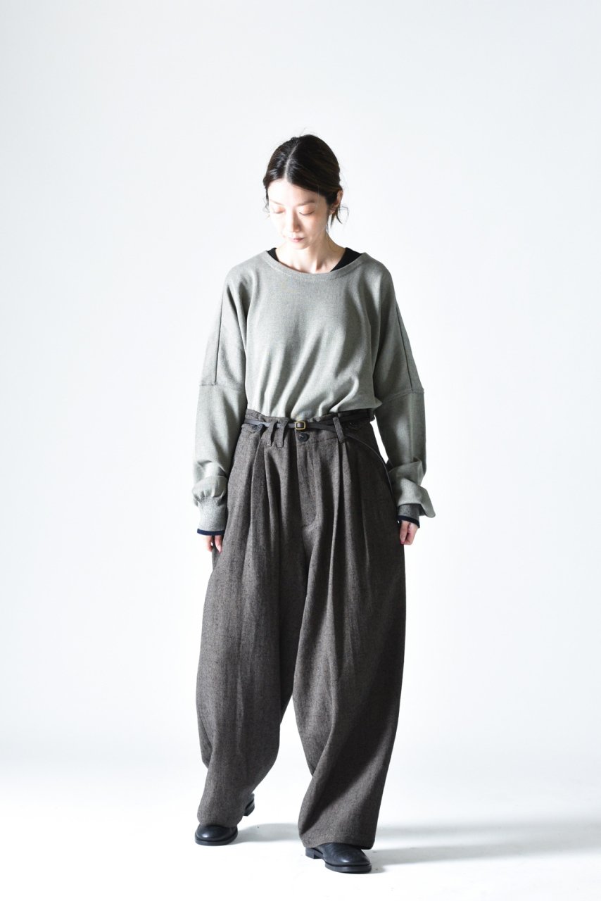 YANTOR Stone Nep 2 Tuck Wide Pants charcoal - BISHOOL,Edwina Horl