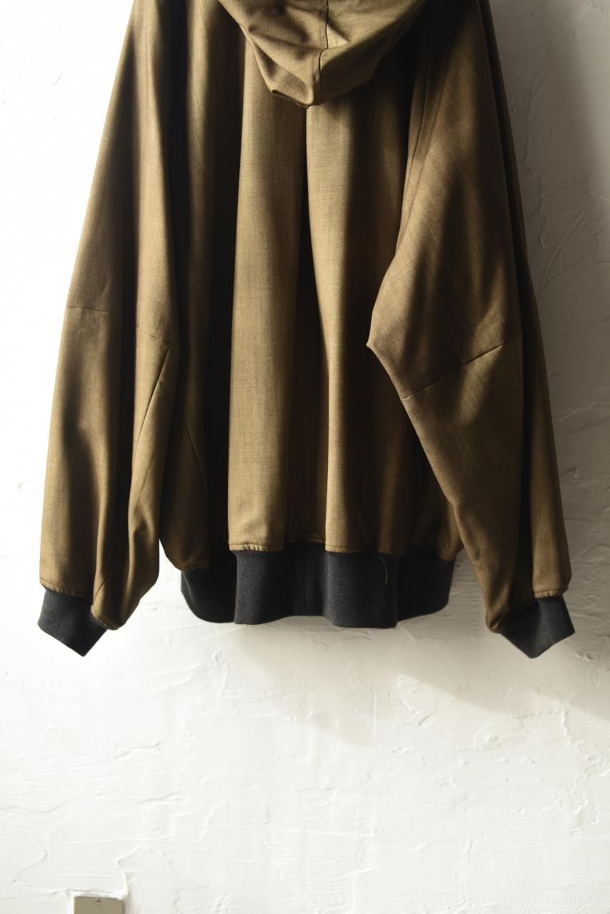 YANTOR Uneven Dyed Wool Hoodie Blouson Beige - BISHOOL