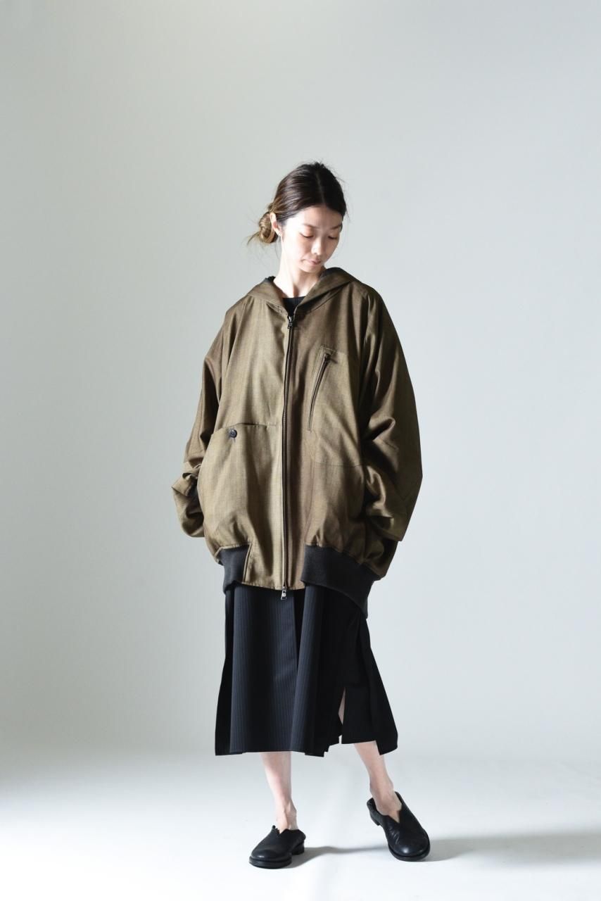 YANTOR Uneven Dyed Wool Hoodie Blouson Beige - BISHOOL