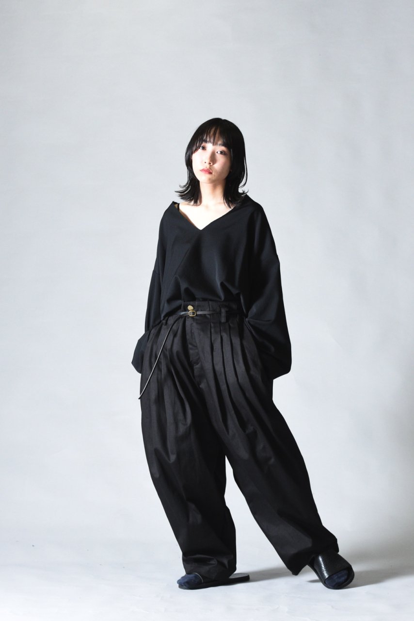 BISHOOL High Density Cotton Fabric 10 Tuck Big Pants black