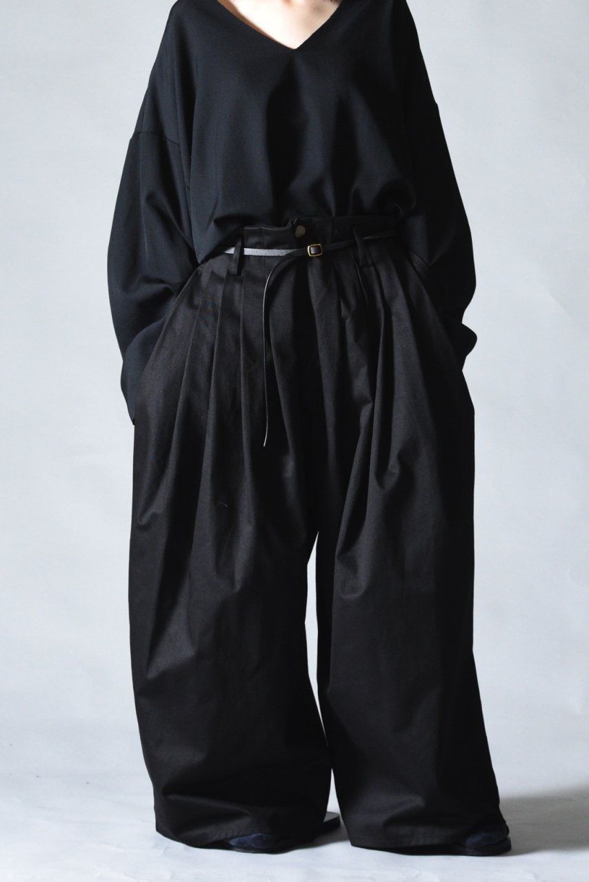 BISHOOL High Density Cotton Fabric 10 Tuck Straight Wide Pants