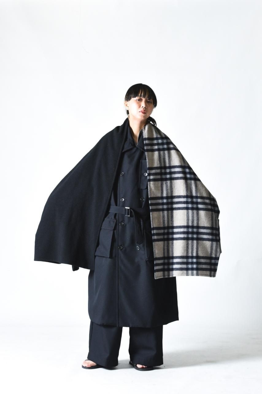 BISHOOL ビッグストール VOAAOV ウールモッサビッグストール Black×Beige Check