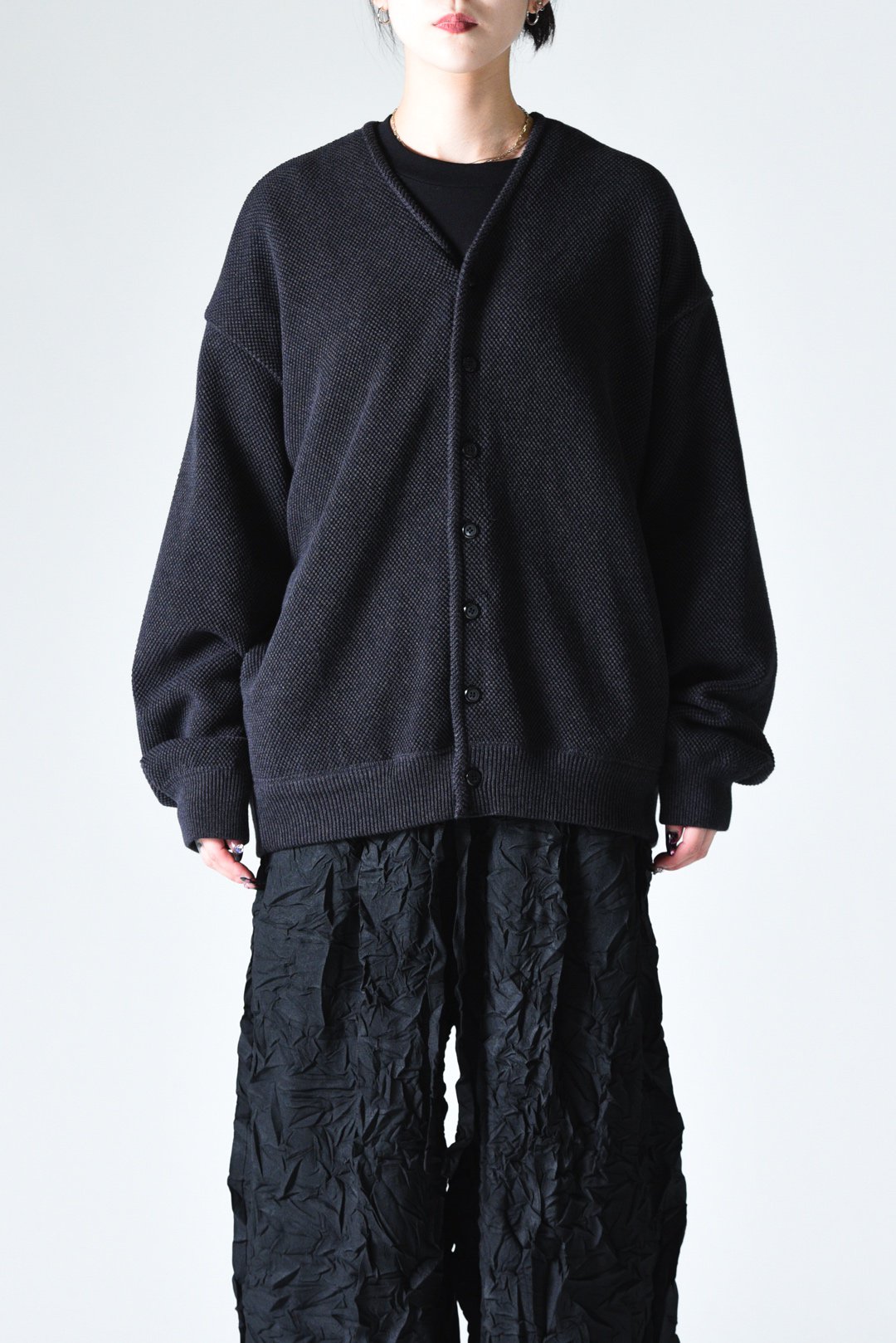 crepuscule Light Moss Stitch L/S Sweat Black - BISHOOL,Edwina Horl