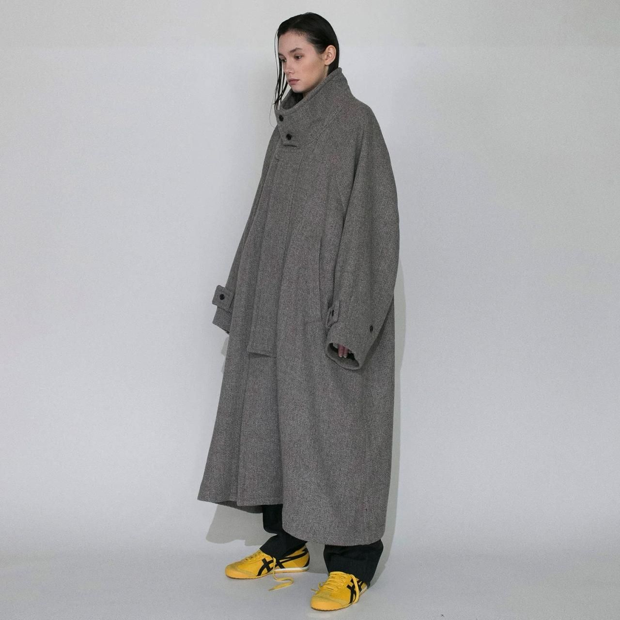 VOAAOV 尾州ウールハイネックビッグコート Beige - BISHOOL