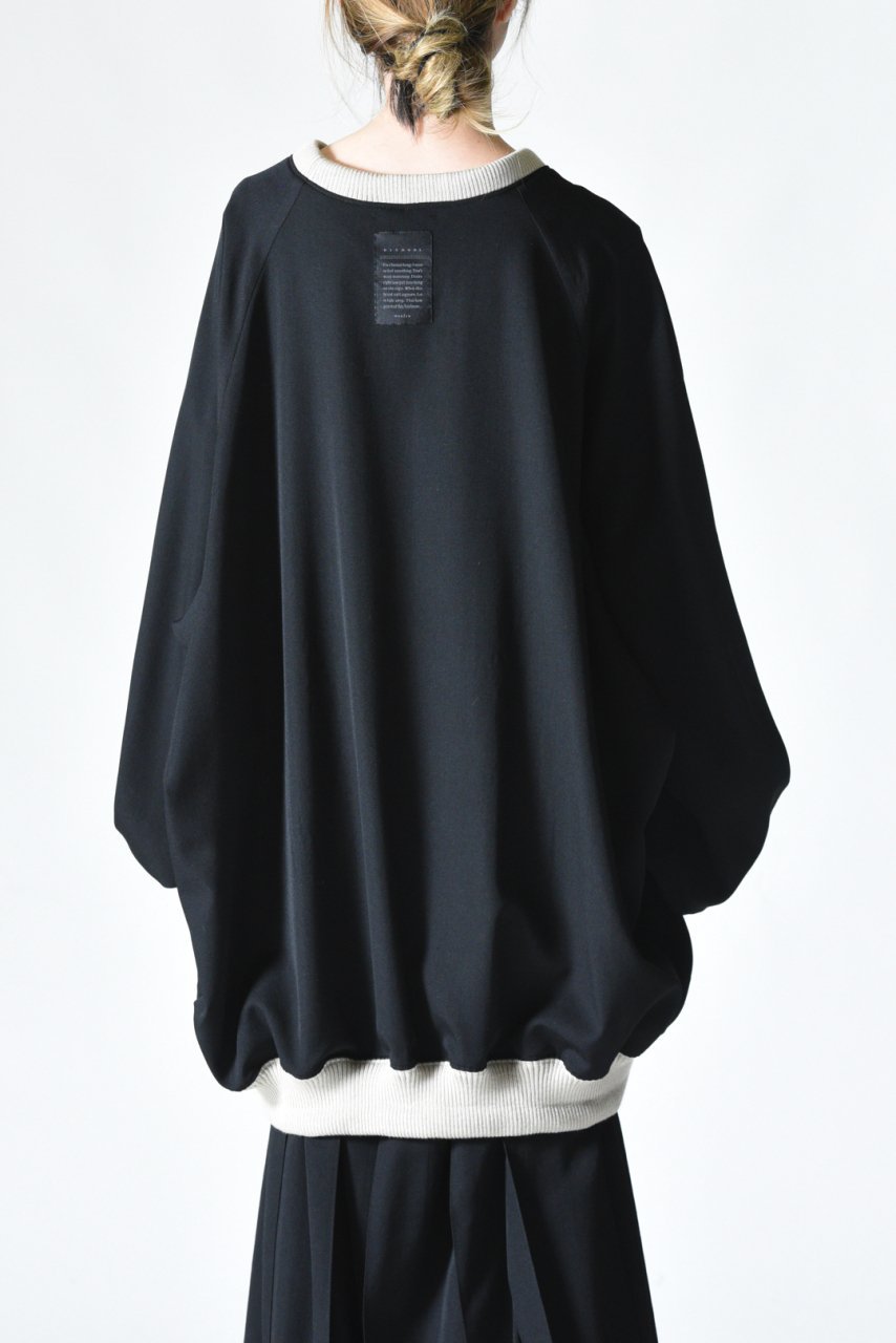 BISHOOL Wool Gabardine Rib Big Pullover black×beige - BISHOOL