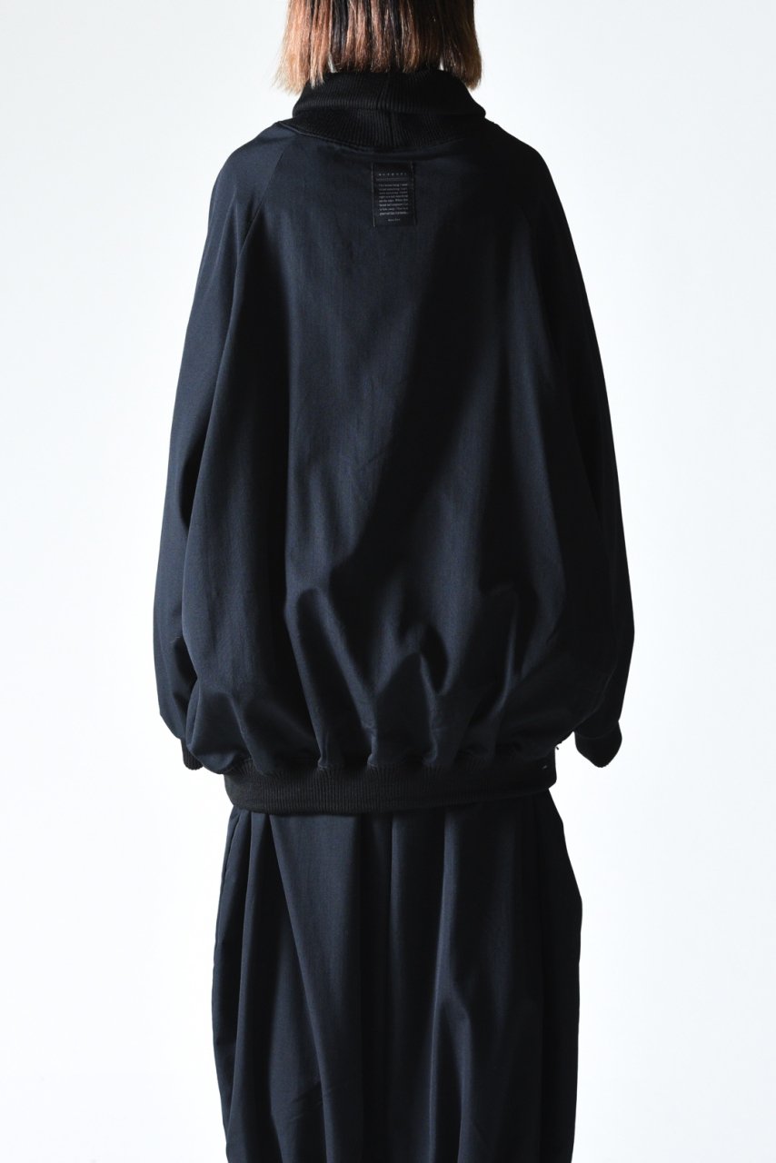 BISHOOL Wool Gabardine High Neck Rib Pullover black×black 