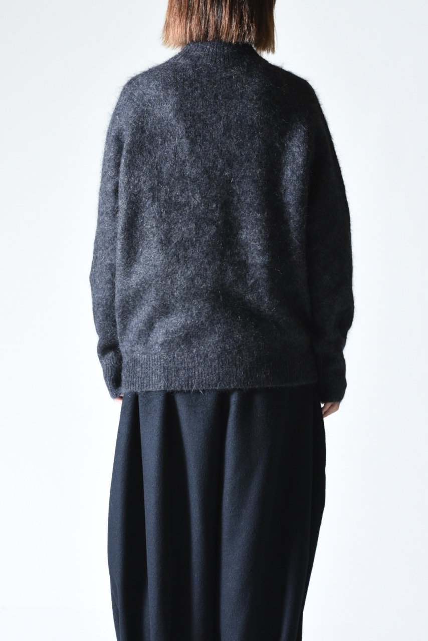 crepuscule Mohair/Alpaca Moc Neck L/S Charcoal - BISHOOL