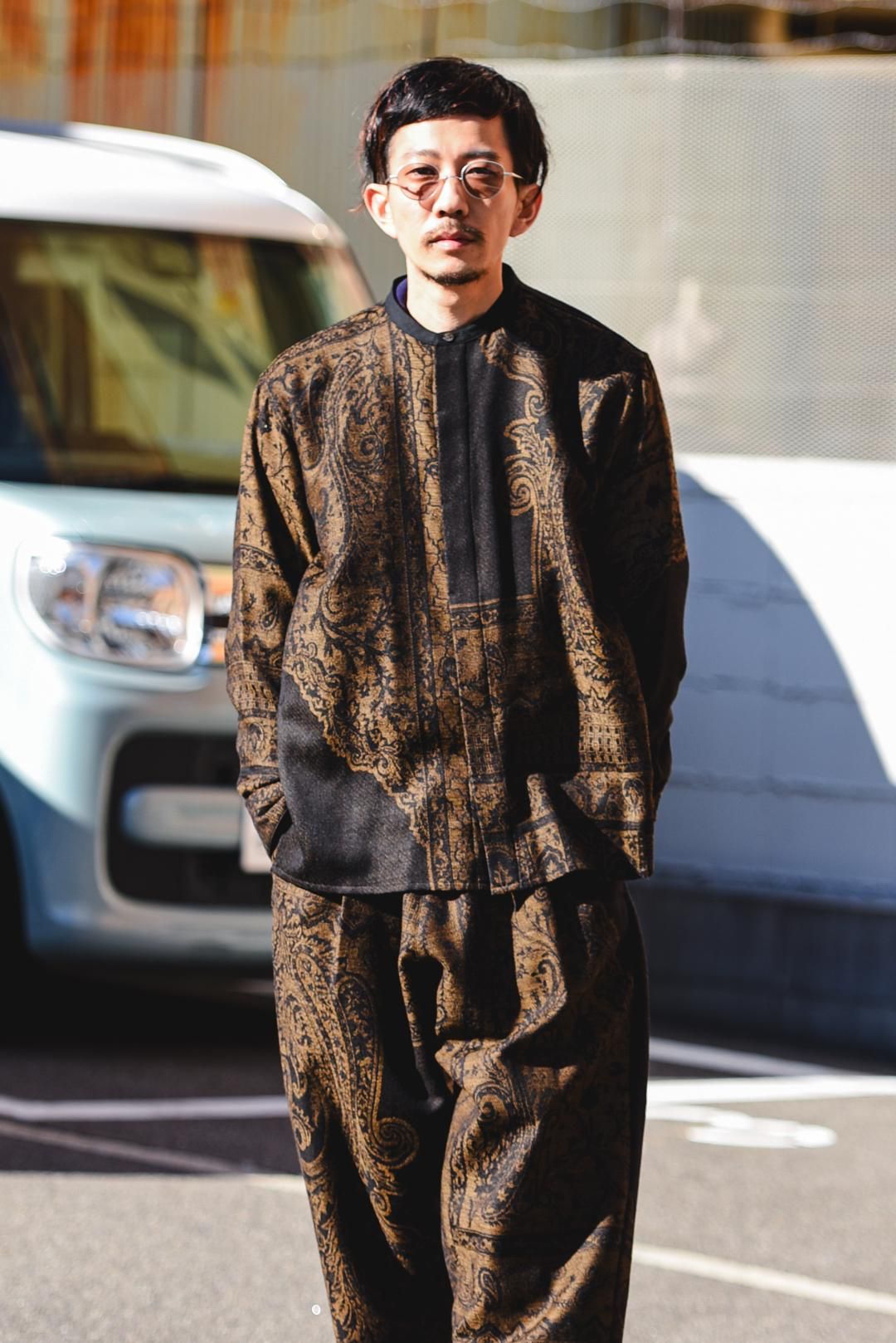 YANTOR Tibetan Paisley Jacquard Flyfront Shirt Dark Yellow YANTOR Tibetan Paisley Jacquard Flyfront Shirt Dark Yellow
