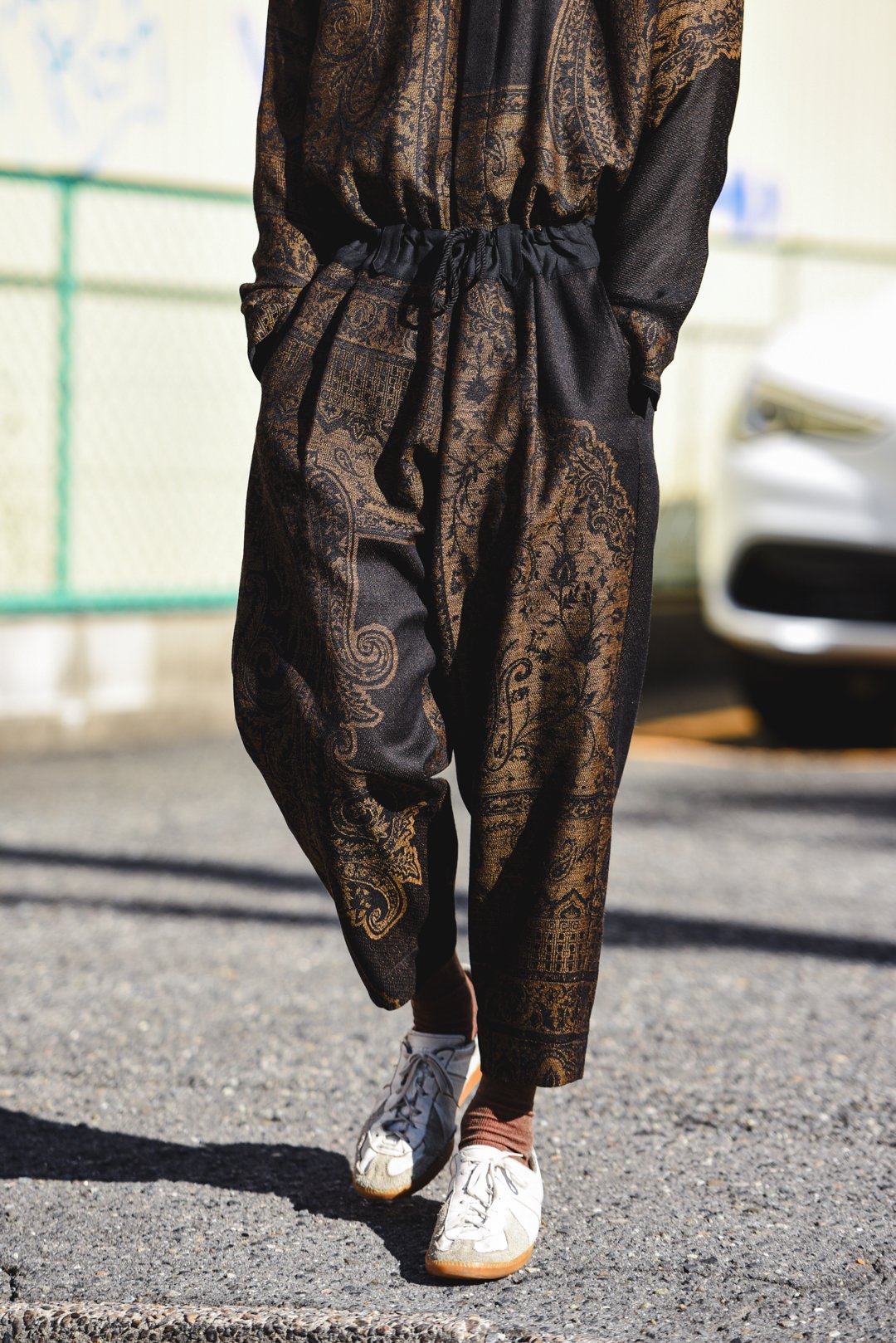 YANTOR Tibetan Paisley Jacquard Himo Pants Dark Yellow