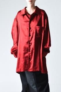 BISHOOL Japanese Silk Cotton Satin Long Shirt red