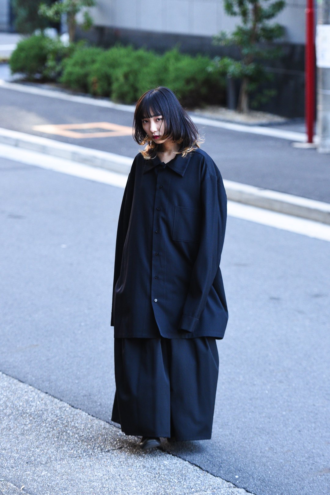 BISHOOL Wool Gabardine Long Shirt black - BISHOOL,Edwina Horl,My