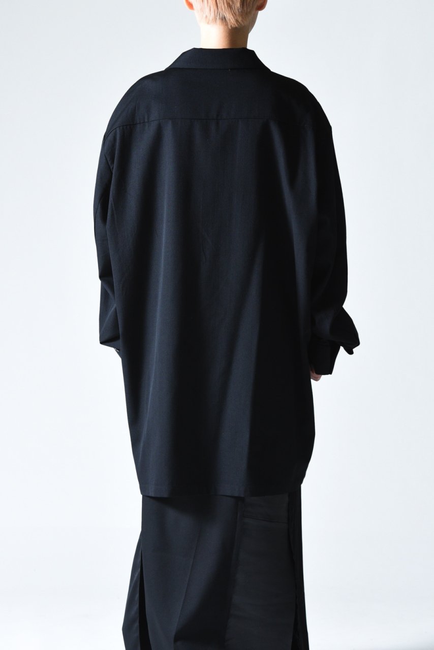 BISHOOL Wool Gabardine Long Shirt black - BISHOOL,Edwina Horl,My 