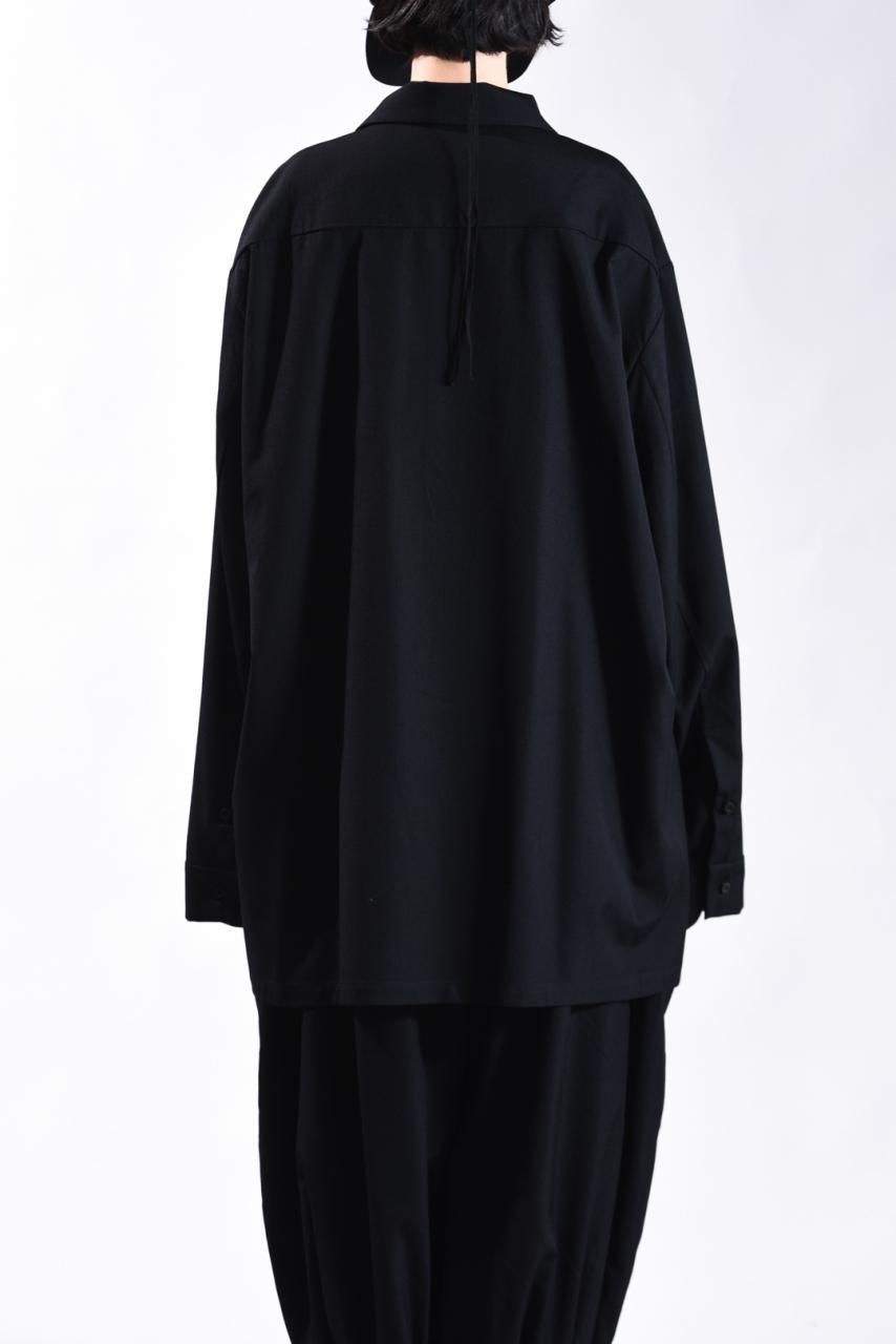 BISHOOL Wool Gabardine Long Shirt black - BISHOOL,Edwina Horl,My 