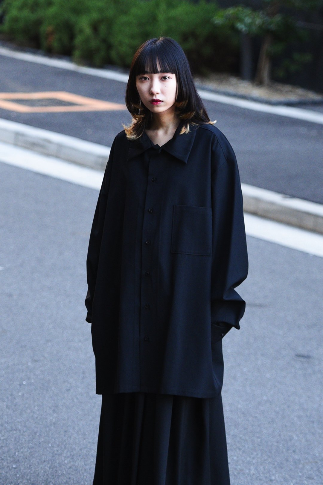 BISHOOL Wool Gabardine Long Shirt black - BISHOOL,Edwina Horl,My