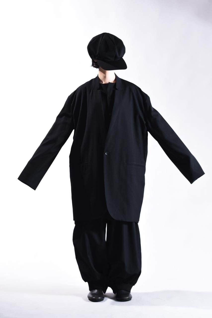 BISHOOL Wool Gabardine 02 Lapel Long Jacket black - BISHOOL
