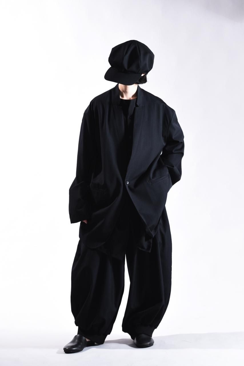 BISHOOL Wool Gabardine 02 Lapel Long Jacket black - BISHOOL