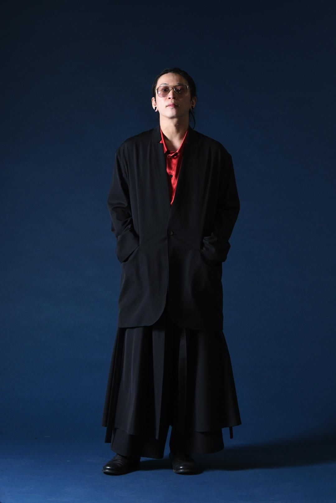 BISHOOL Wool Gabardine 02 Lapel Long Jacket black - BISHOOL