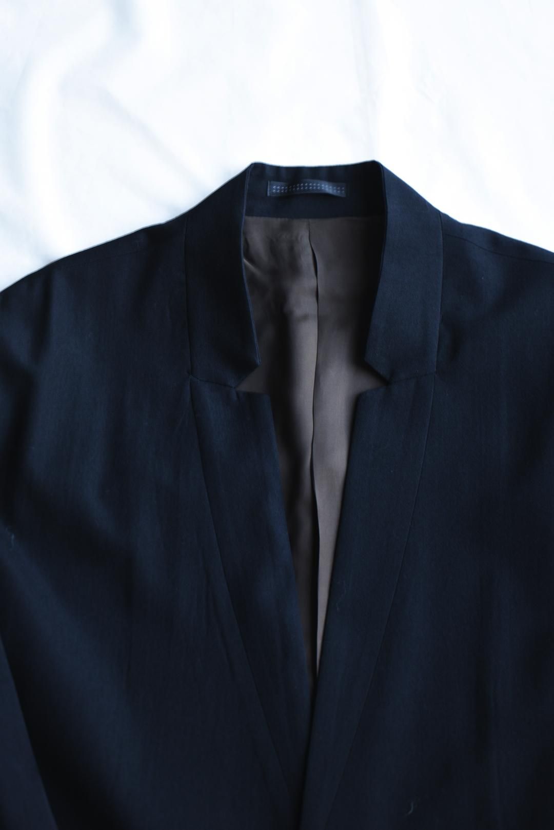 BISHOOL Wool Gabardine 02 Lapel Long Jacket black - BISHOOL