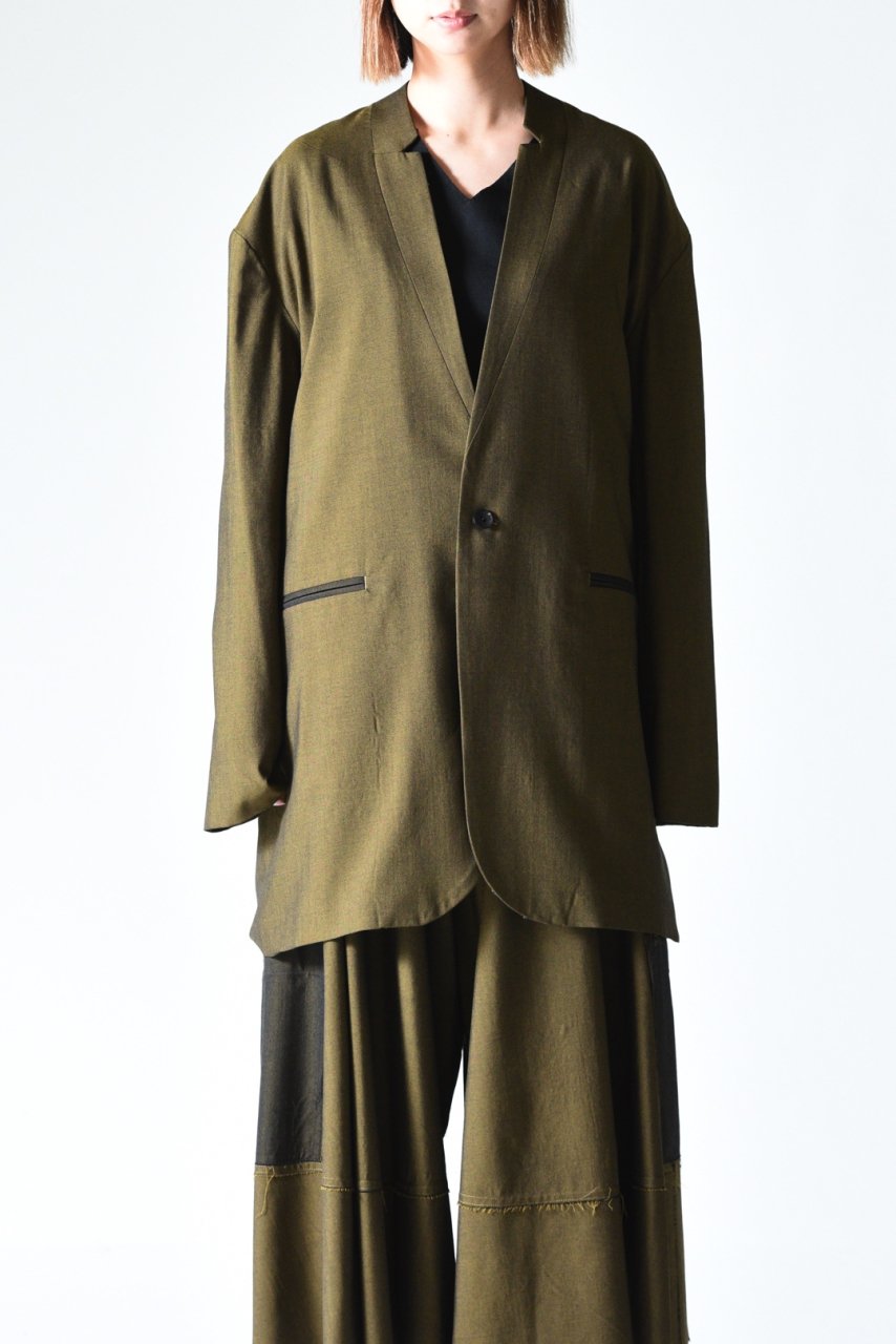 BISHOOL Wool Gabardine 02 Lapel Long Jacket mustard - BISHOOL