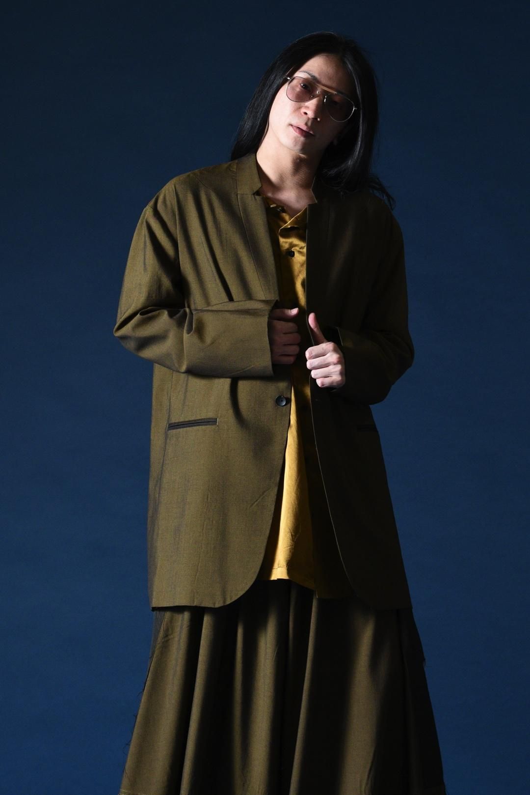 BISHOOL Wool Gabardine 02 Lapel Long Jacket mustard