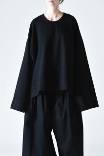 BISHOOL Bio Wash Black Denim Switching Wide Pullover 
