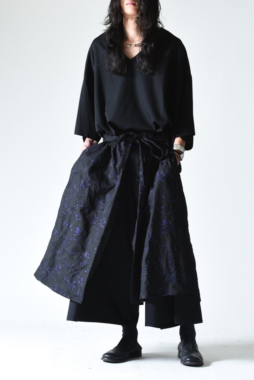 BISHOOL Wool Gabardine Layered 袴 Pants -Embroidery by Leh