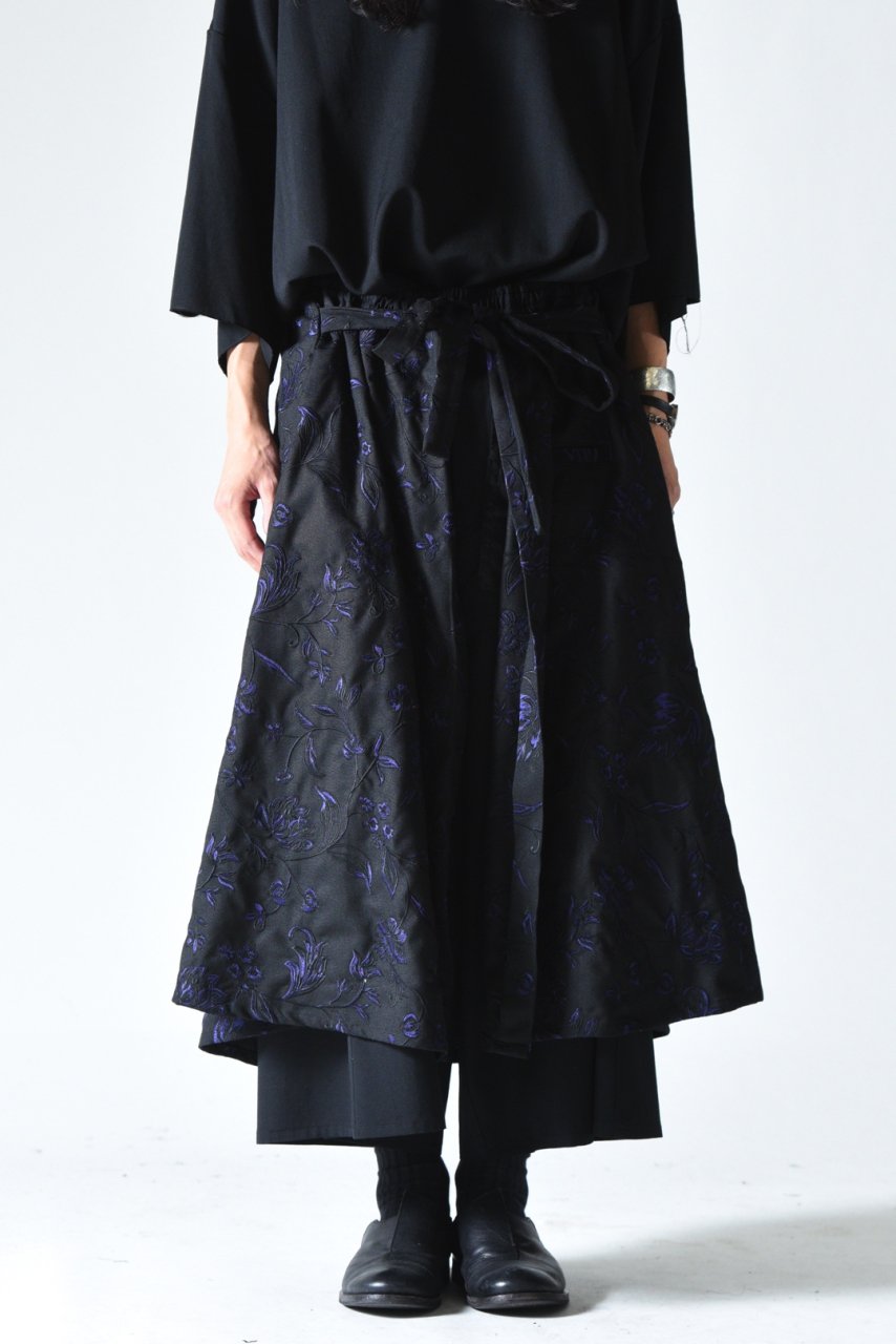 BISHOOL Wool Gabardine Layered 袴 Pants -Embroidery by Leh