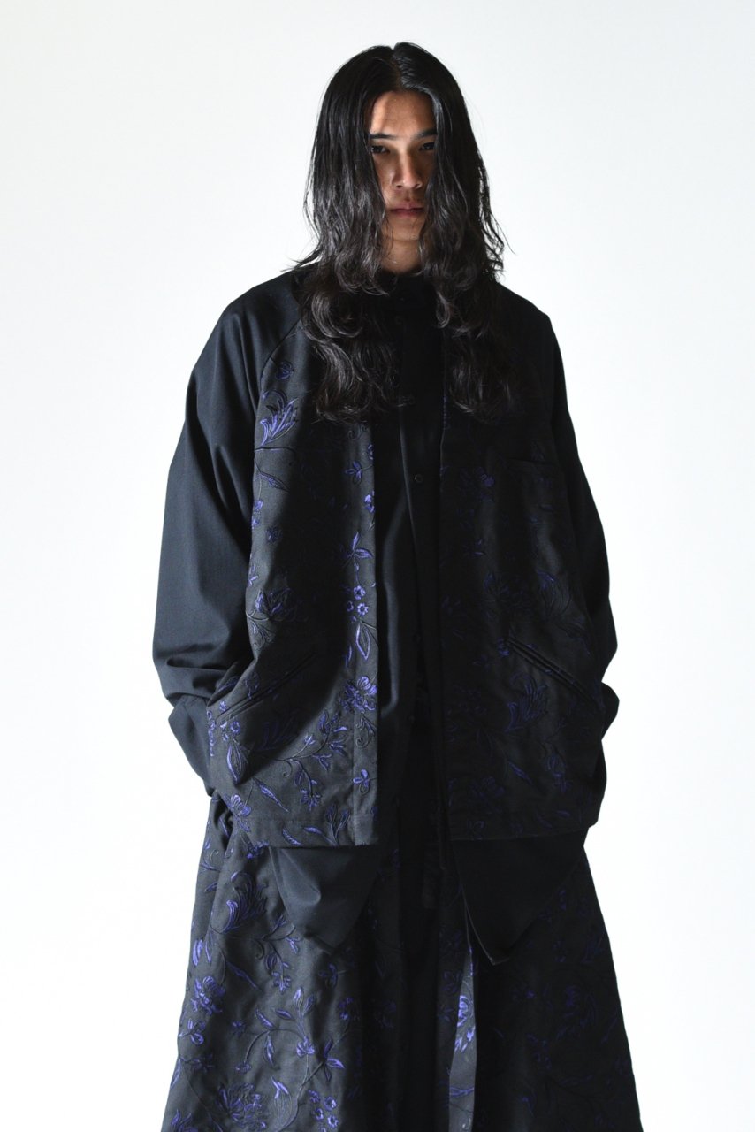 BISHOOL Wool Gabardine Layered Shirt Jacket -Embroidery by Leh