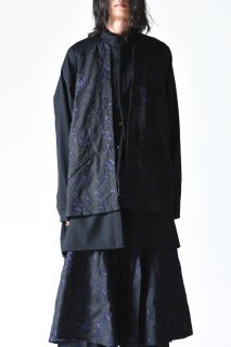 BISHOOL Wool Gabardine Layered Shirt Jacket -Embroidery by Leh-