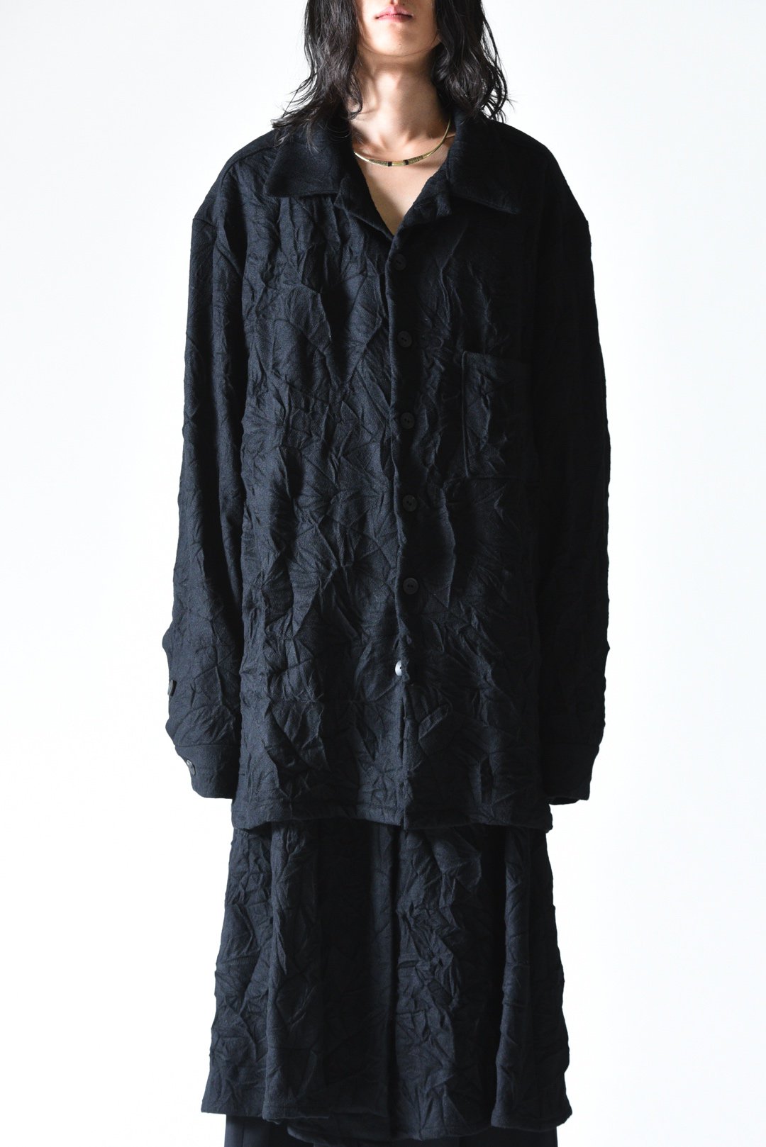 BISHOOL Angora Wool Long Shirt -Wrinkled in Ichinomiya- - BISHOOL