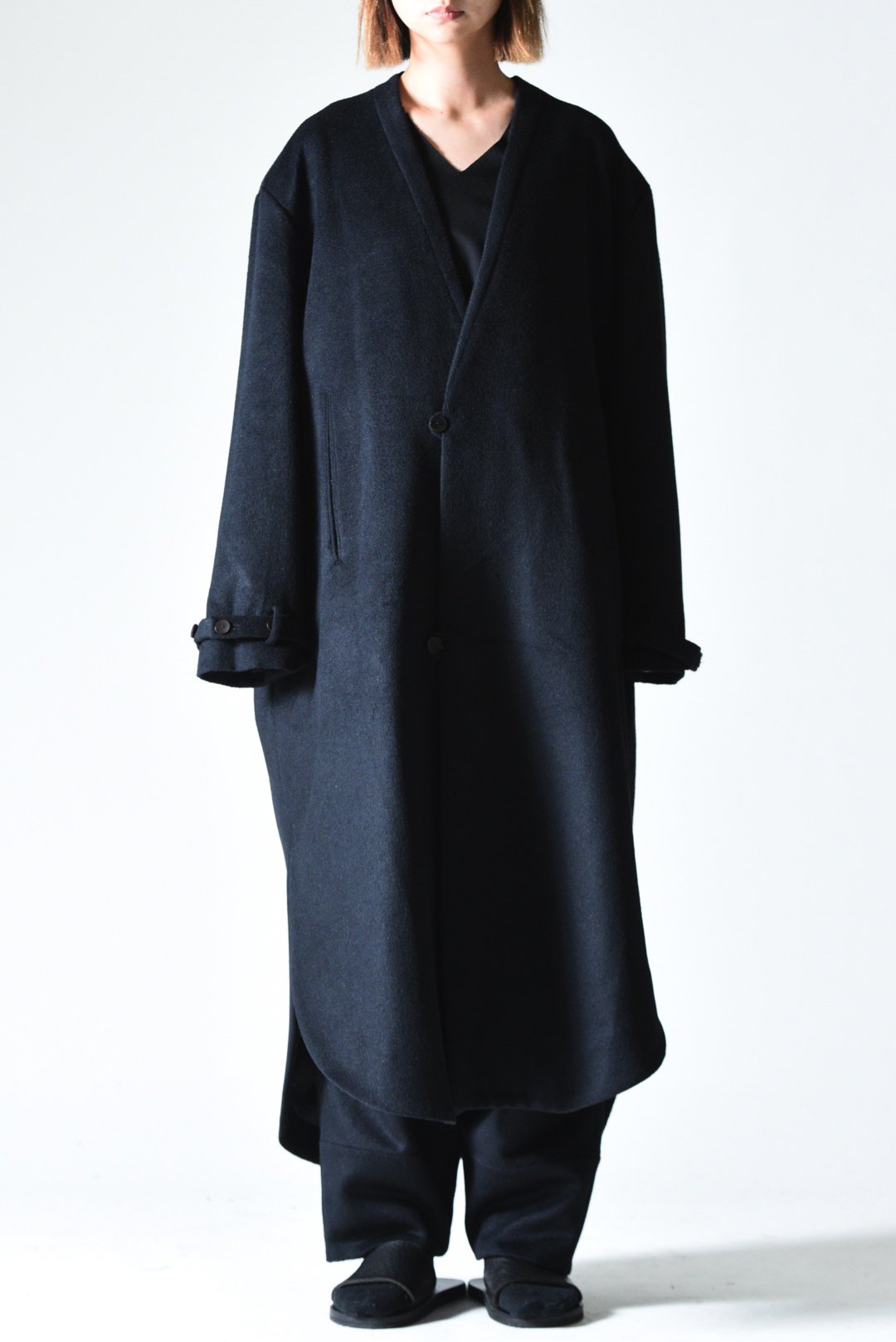 Edwina Hörl × BISHOOL] Angora Wool Round Slit Super Long Coat