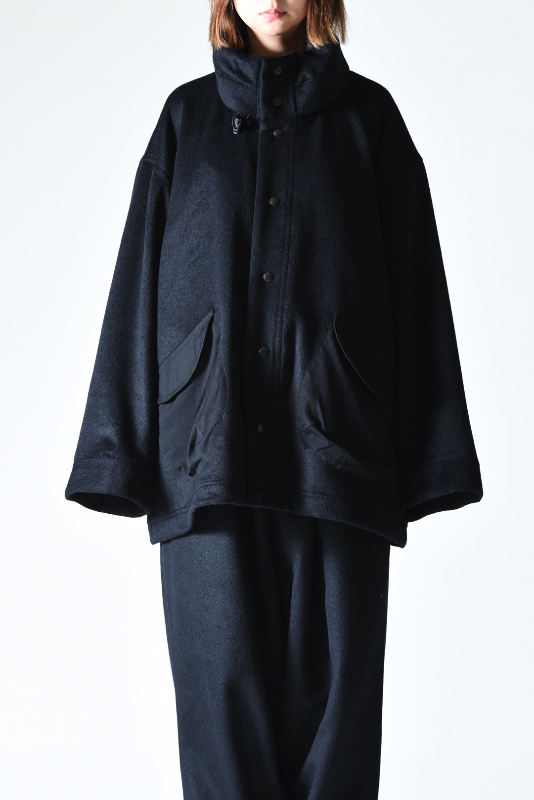 Edwina Hörl × BISHOOL] Angora Wool Hooded Volume Jacket - BISHOOL