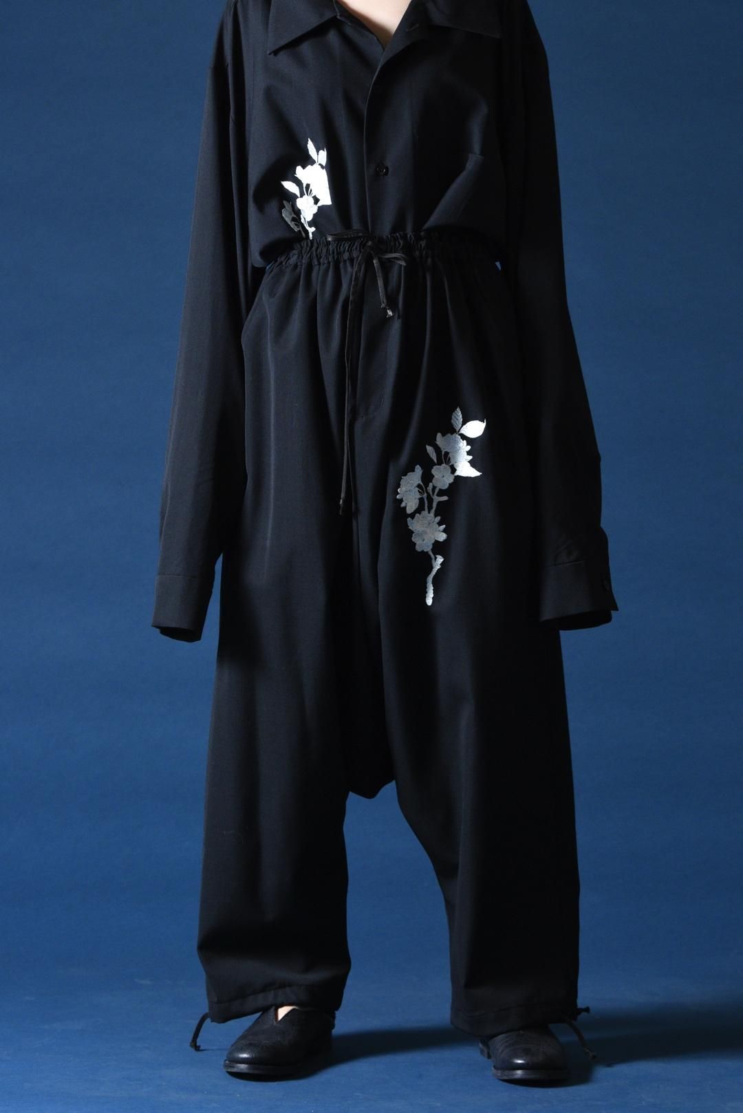 BISHOOL Embroidery Wool Gabardine Sarouel Balloon Pants -白
